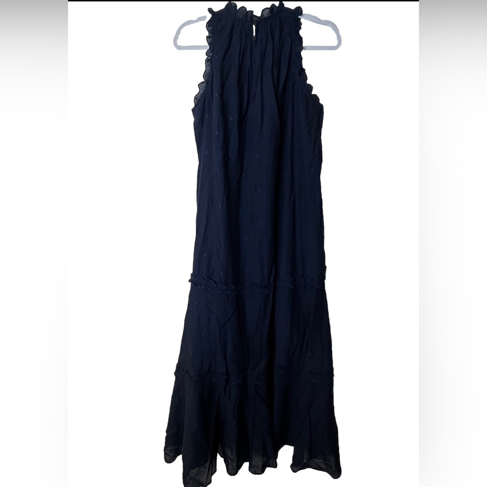 Women’s Navy Maxi Dress with Tie Waist - Picture 5 of 8